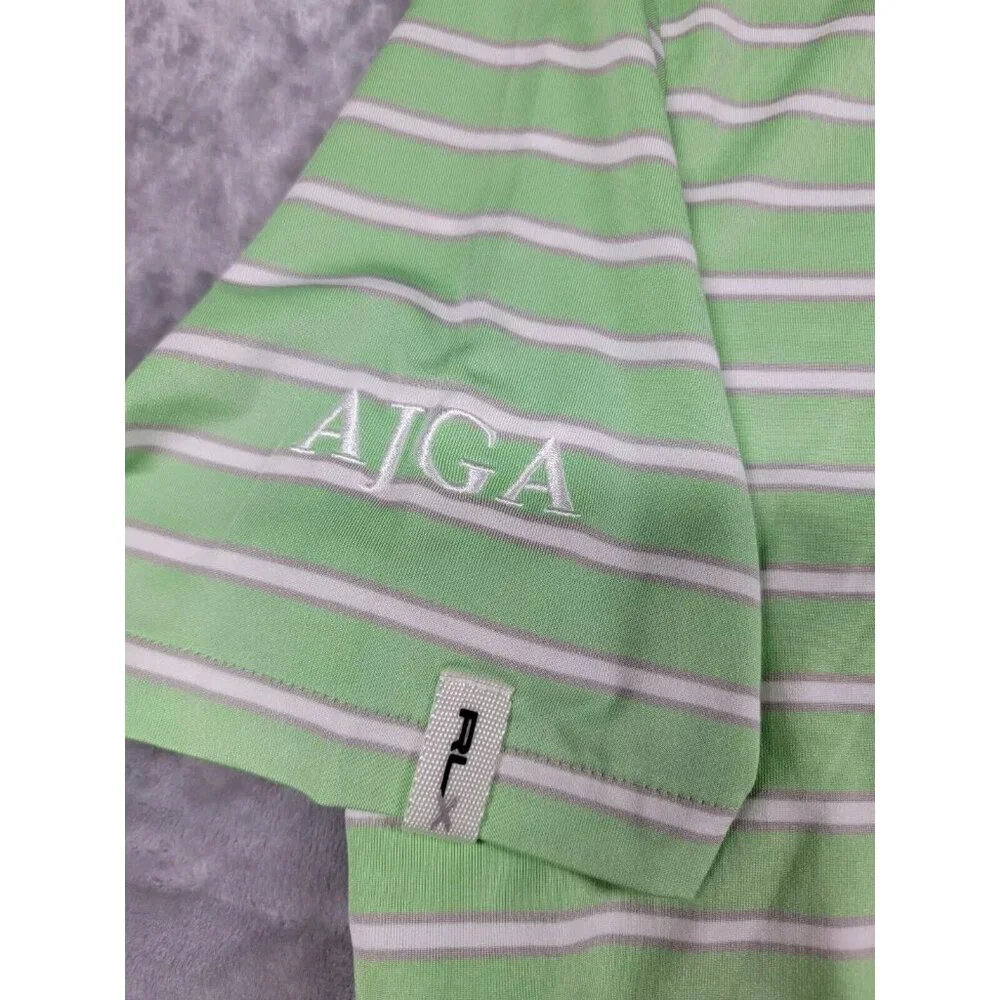 RLX Ralph Lauren AJGA‎ Small Mens Polo Shirt green/Gray Striped Golf Performance